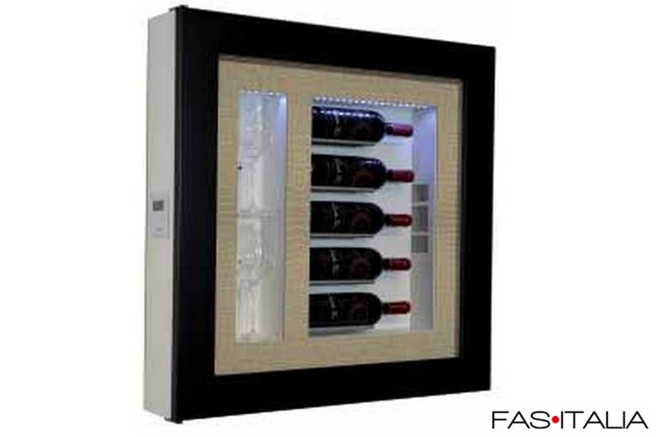 Minibar a parete per vini bianco cornice nera