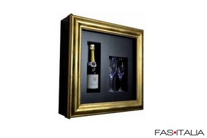 Minibar a parete da Champagne nero con cornice dorata