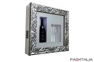 Minibar a parete da Champagne bianco con cornice argento