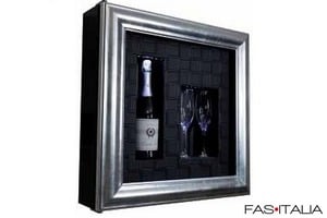 Minibar a parete da Champagne nero con cornice argento
