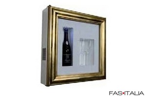 Minibar a parete da Champagne bianco con cornice dorata Minibar a parete da Champagne bianco con cornice dorata