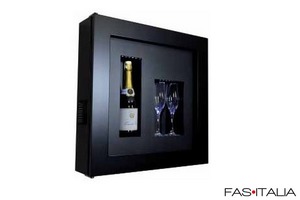 Minibar a parete da Champagne nero con cornice nera