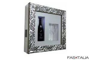 Minibar a parete da Champagne bianco con cornice argento Minibar a parete da Champagne bianco con cornice argento
