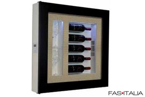 Minibar a parete per vini bianco cornice nera Minibar a parete per vini bianco cornice nera