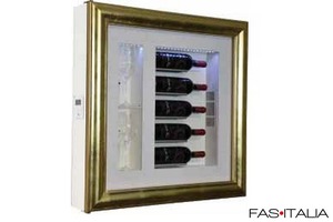 Minibar a parete per vini bianco cornice oro